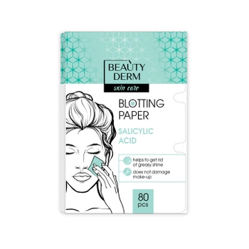 Matujące chusteczki Beauty Derm Skin Care Blotting Paper z kwasem salicylowym, 80 szt