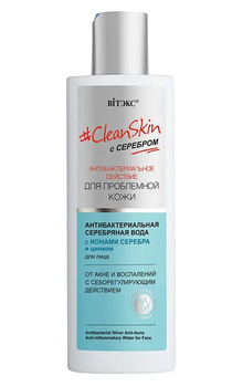 #CleanSkin Antybakteryjna woda srebrna do twarzy na trądzik i stany zapalne z jonami srebra i cynkiem